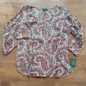 Ralph Lauren (LRL) 3/4 Sleeve Blouse, Size XL, NWT
